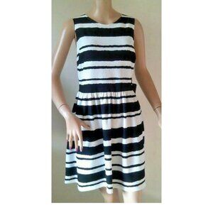 DEX Black and White Fit & Flare Dress Women's Large New